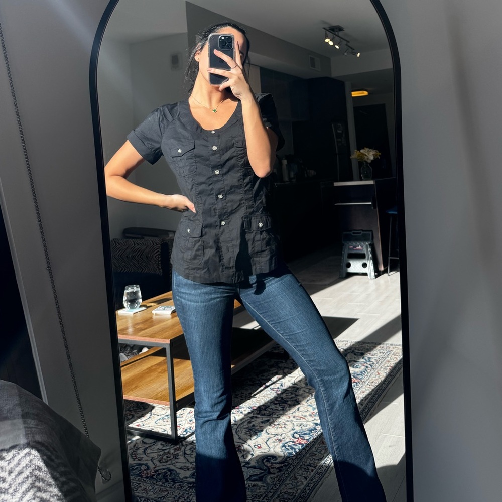 Black Button-Up Top
